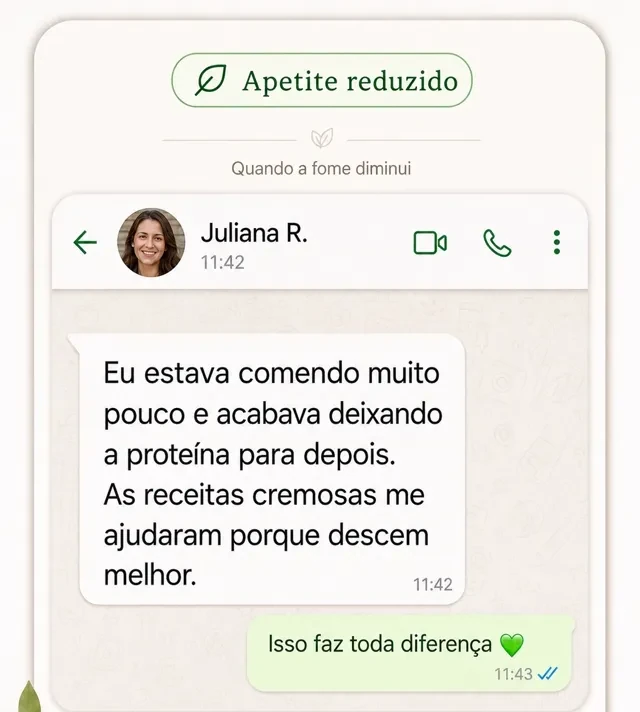 Depoimento de Juliana sobre apetite reduzido